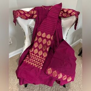 Elegant Magenta and Gold Traditional Outfit